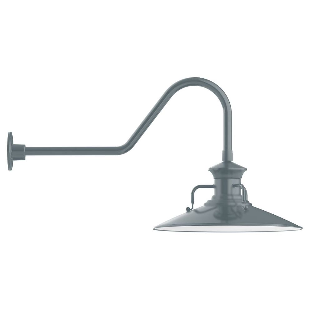 Montclair Lightworks GNC143-40-G05 18" Homestead shade, gooseneck wall mount with clear glass and cast guard, Slate Gray